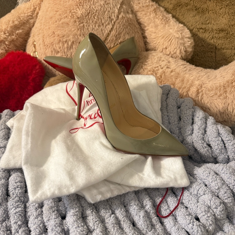 Christian Louboutin Olive Green Patent Leather Heels
